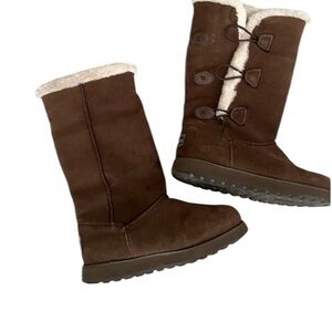 Skechers shearling side button boots